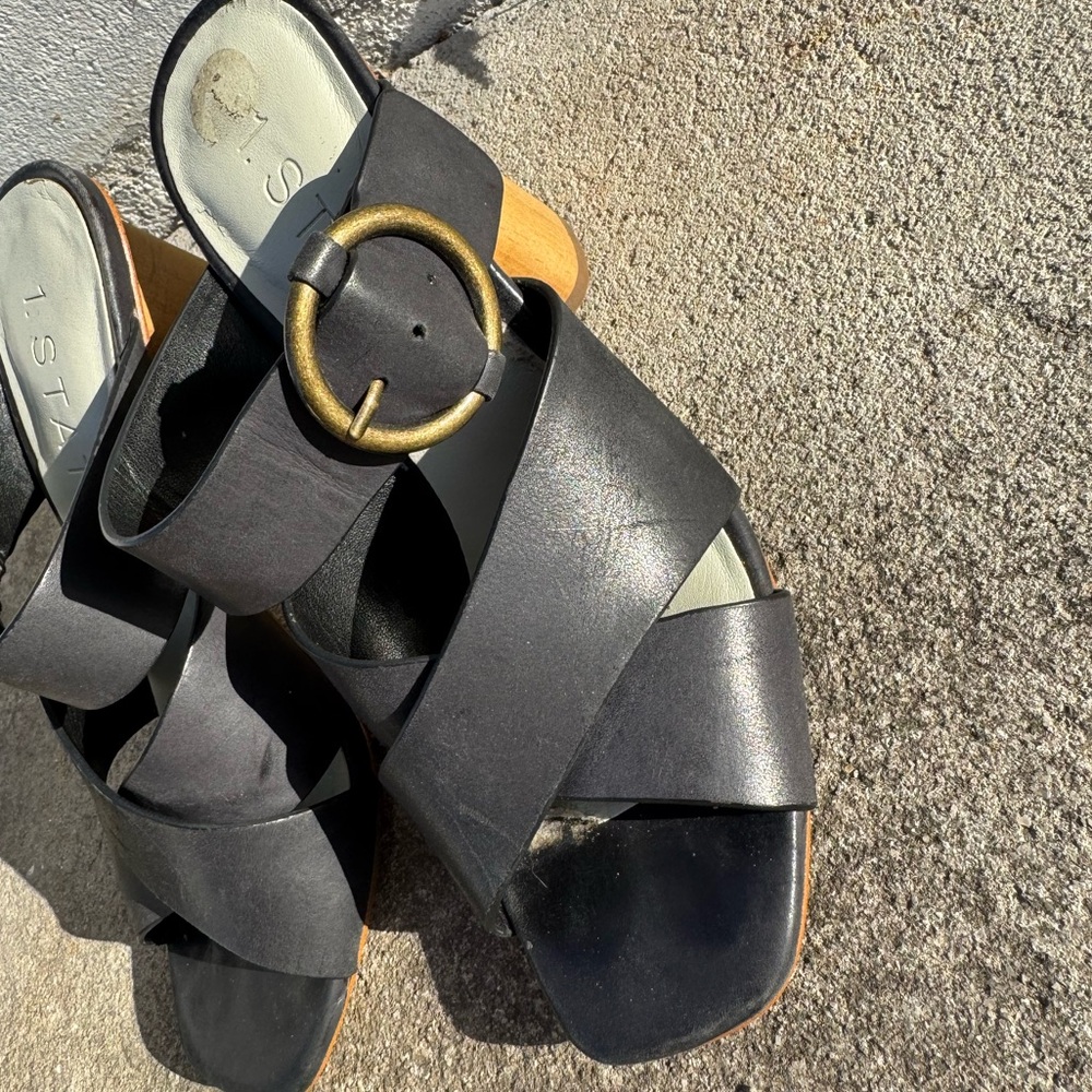 1. State Slip On Block Heels Women’s Size 6 with Gold Buckle